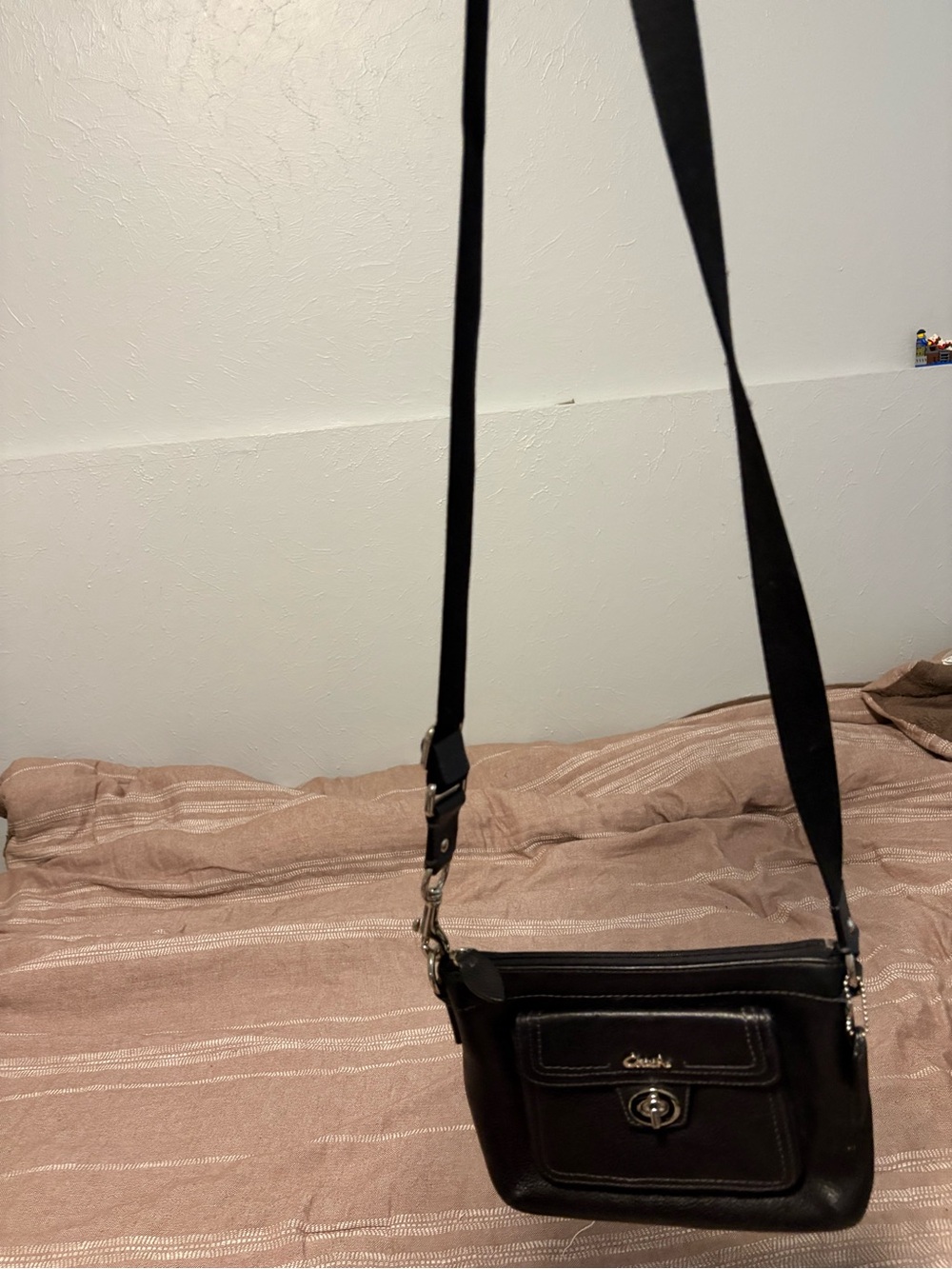 Coach Black Leather Messenger Crossbody Bag